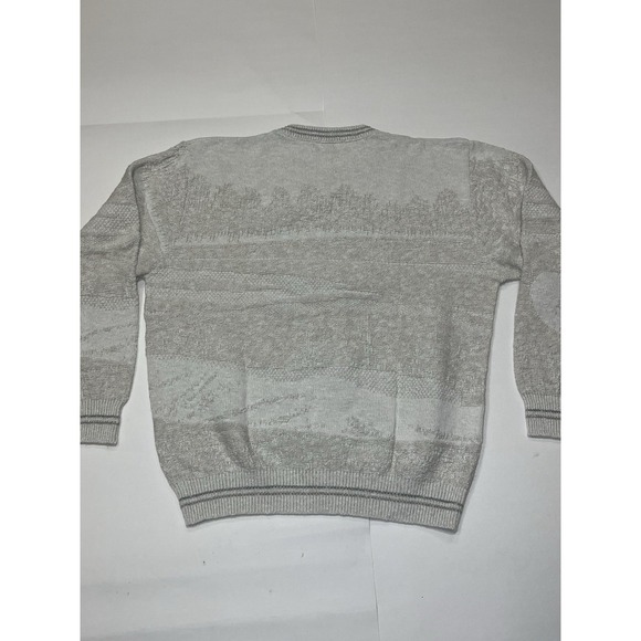 Vintage Winona Sweater Cream Knit Golf Print Preppy USA Grandpa 90s USA Medium - Picture 7 of 7